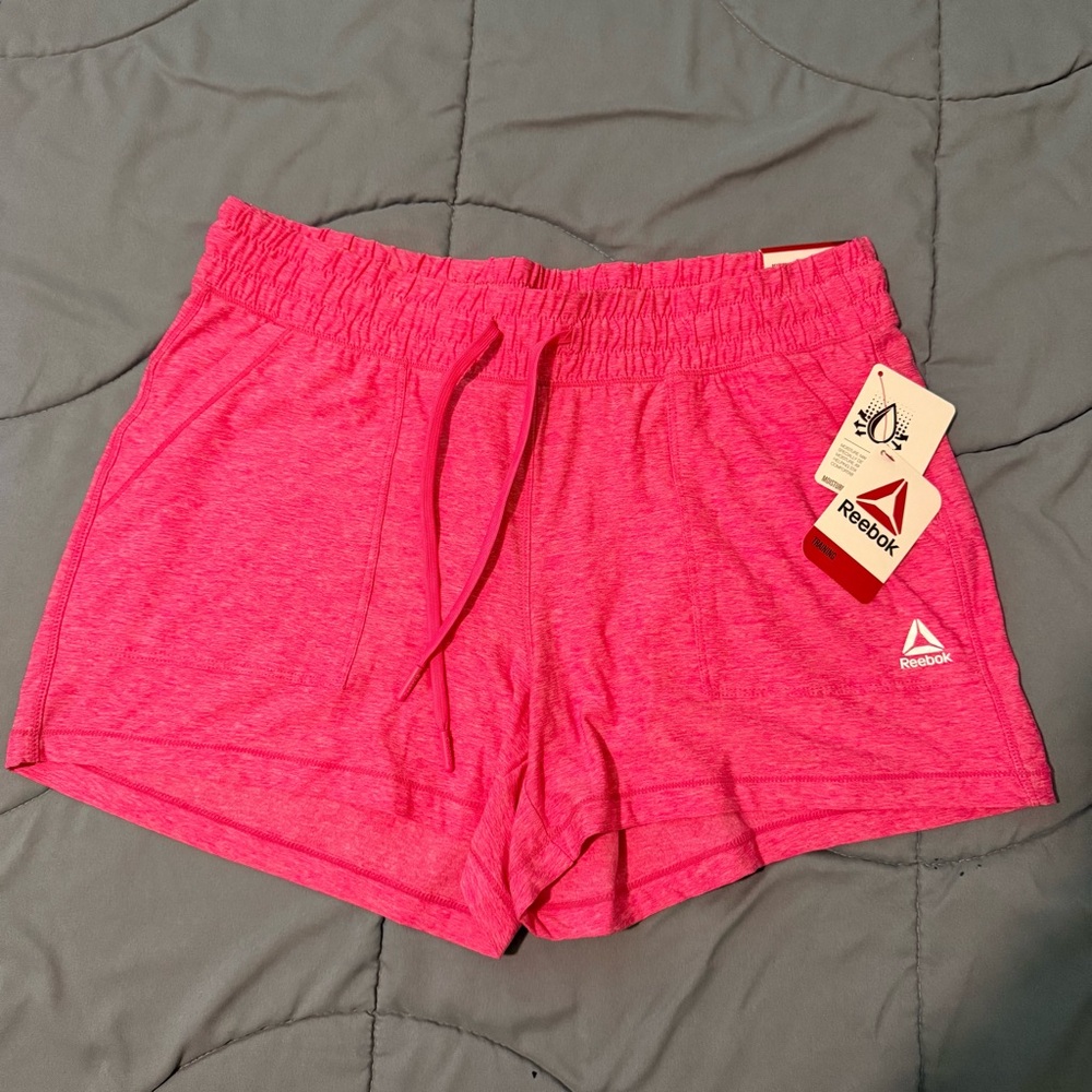 reebok barbie pink relaxed shorts